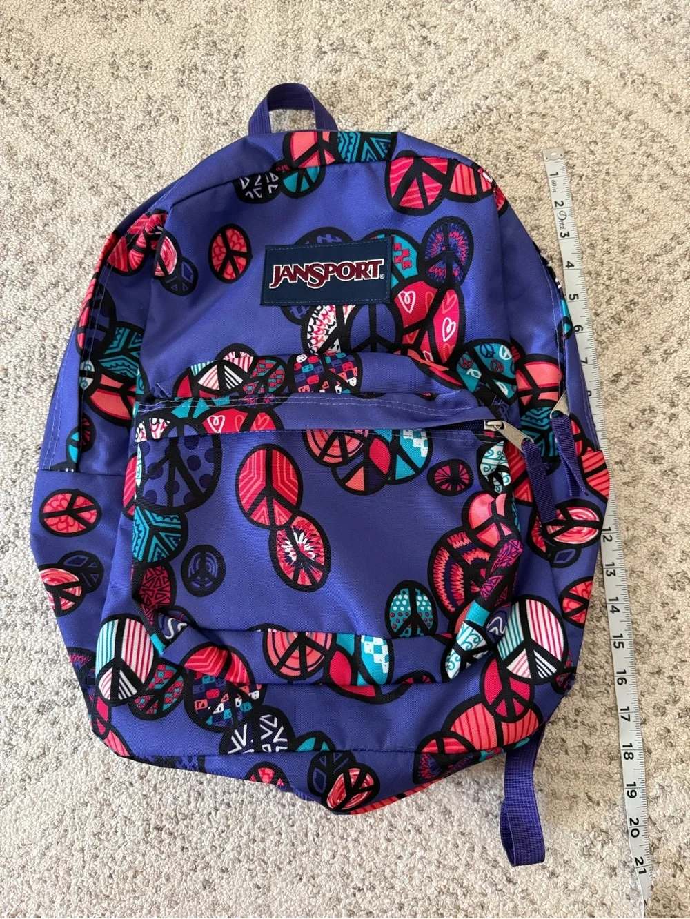 Jansport Purple Peace Sign Backpack